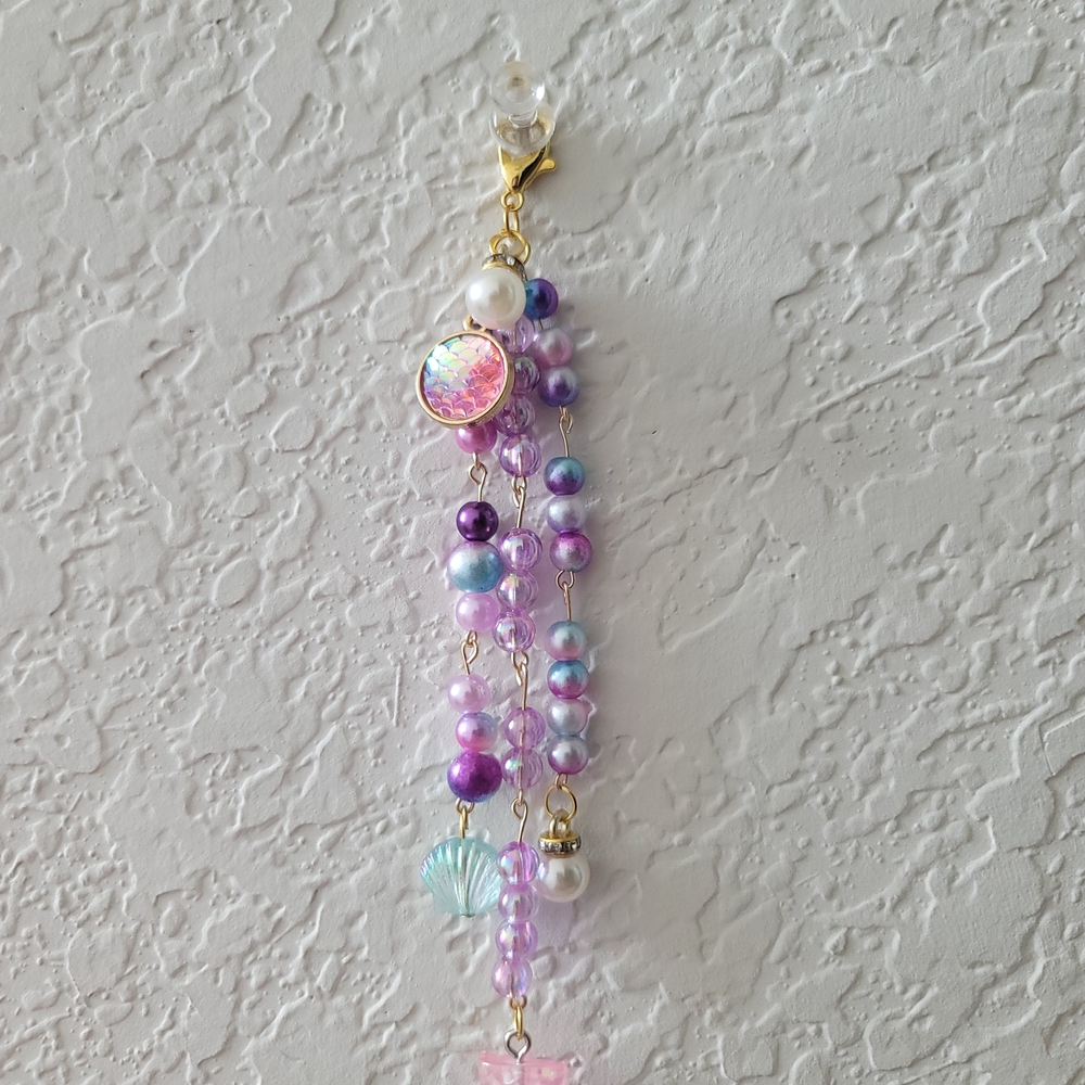 Under The Sea Pearly Pink and Purple Key Chain Charm - Picture 2 of 3